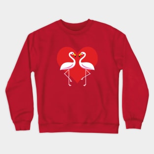 Cute White Pink Flamingos with Red Heart - Light Crewneck Sweatshirt